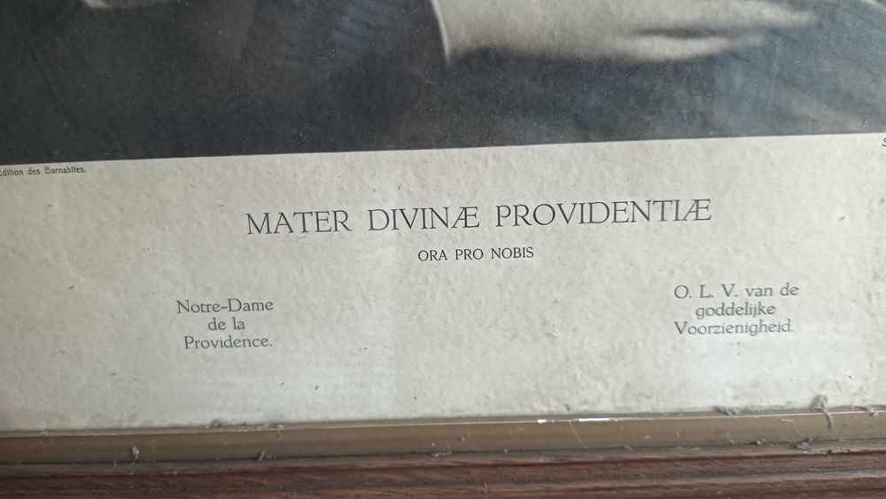 Bardzo stary obraz religijny w ramie drewnianej+ szkło