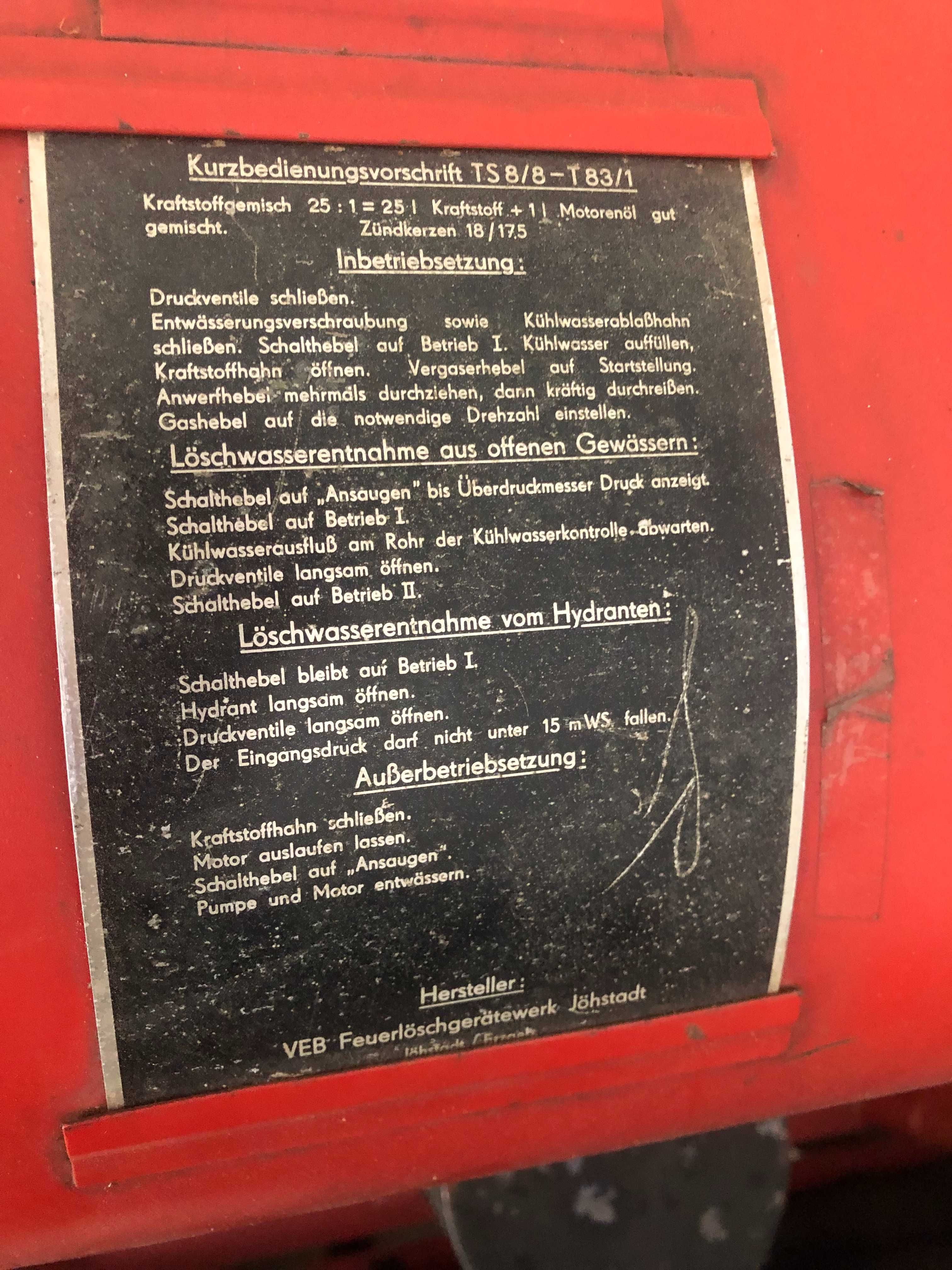 Pompa przeciwpożarowa TS 8/8-T83/1