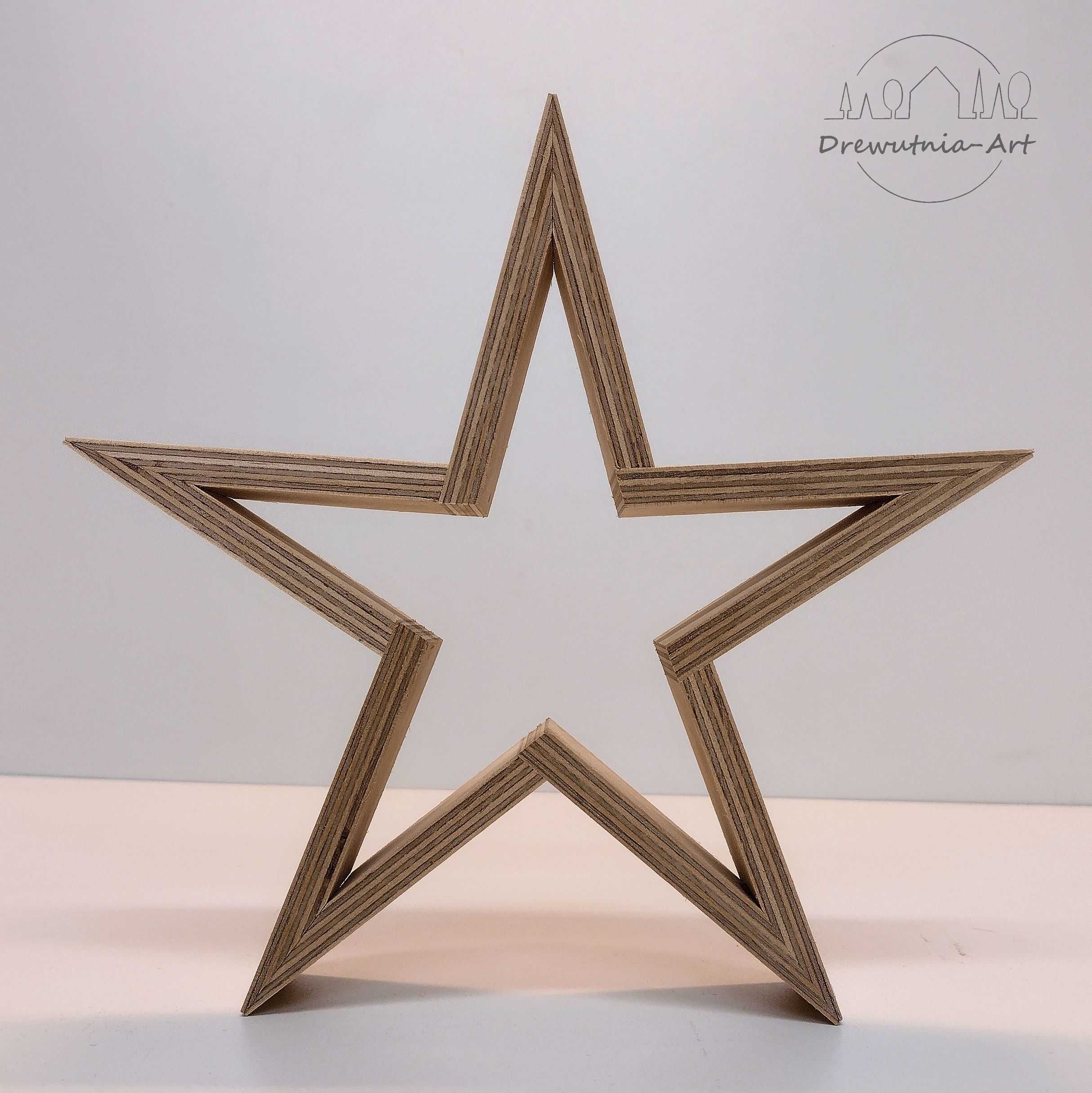 Gwiazda drewniana baza do ozdabiania kpl. 3szt 41cm
