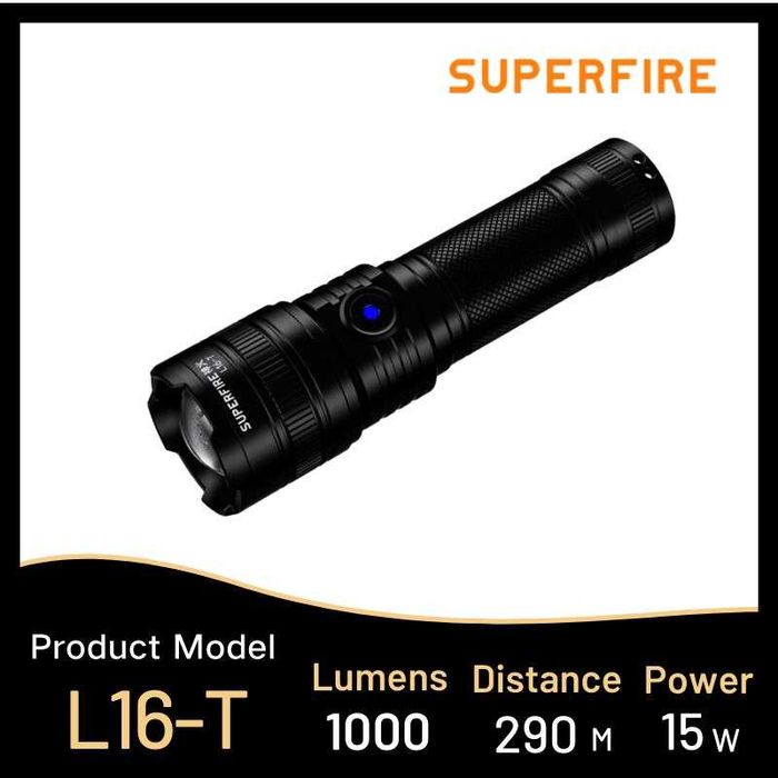 Телескопічний ручний ліхтарик SUPERFIRE L16-Т заряджається 15 Вт 890лм