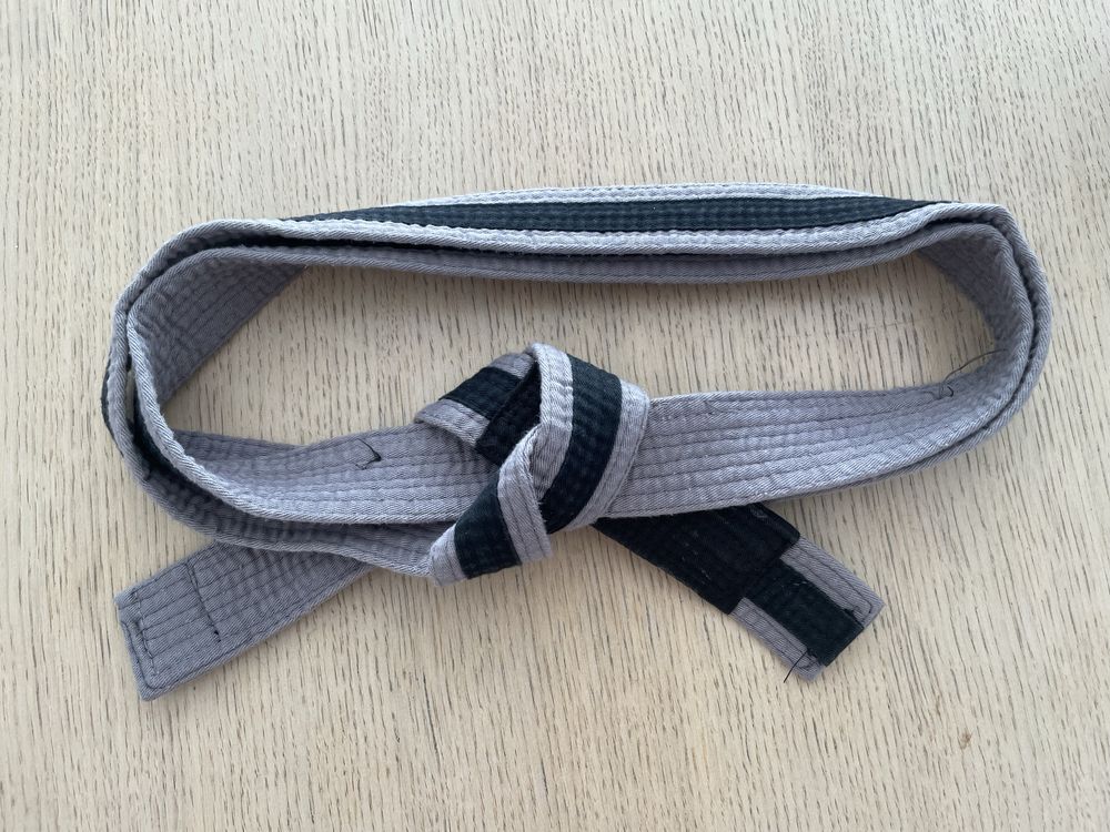 Pas BJJ Jiu Jitsu Ground game K3 - dzieci - szary szaro czarny