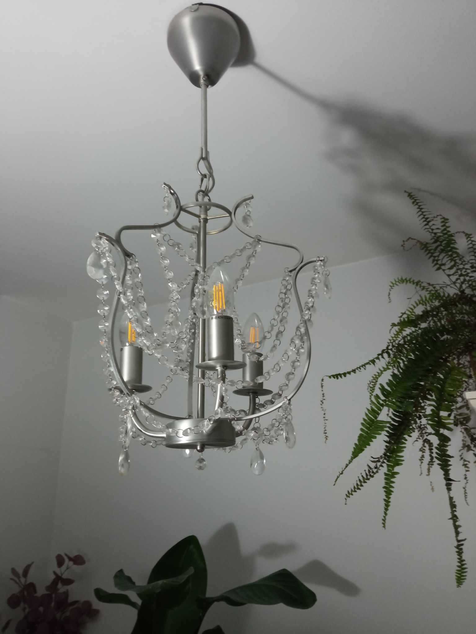 Ikea Kristaller Żyrandol / Chandelier + żarówki, stan bdb