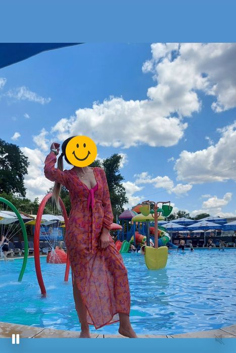 Пляжна туніка з тропічним принтом