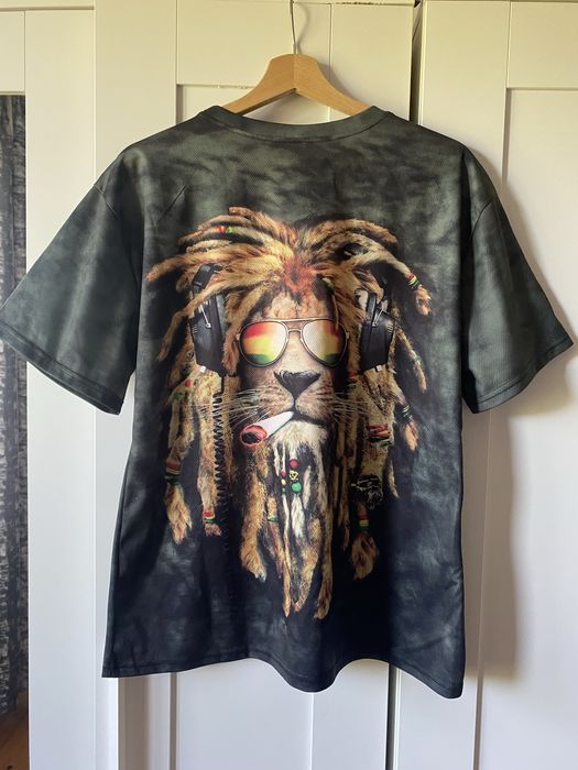 Męski t-shirt bluzka z krótkim rękawem lew rasta lion reagge
