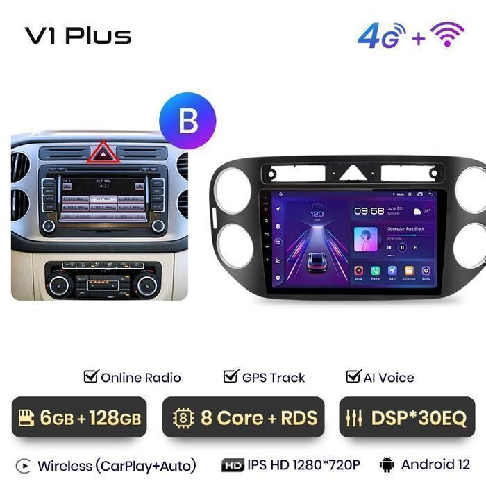 Radio nawigacyjne VW Volkswagen Tiguan Carplay Android 6GB 128GB