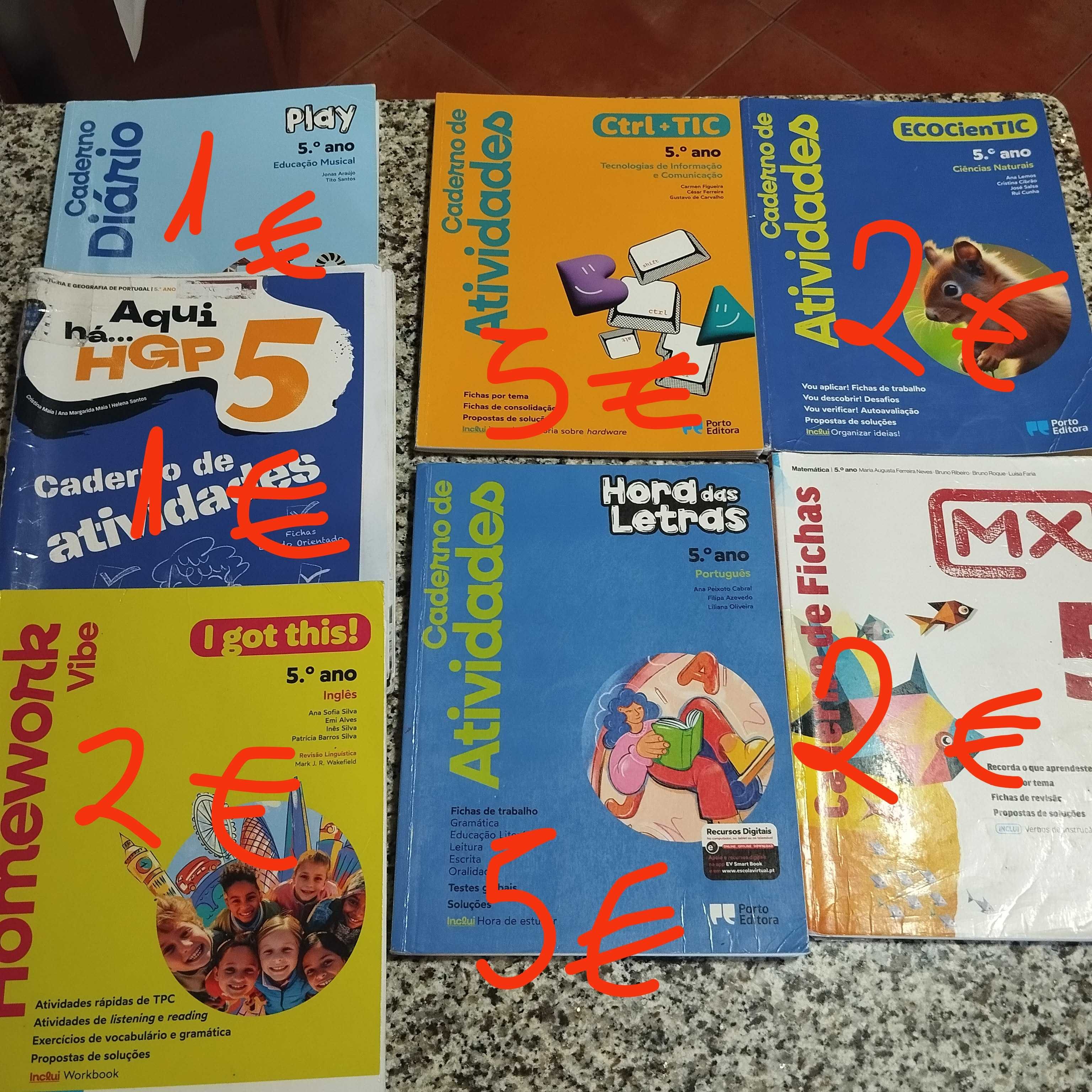 Cadernos de atividades escolares 5ano