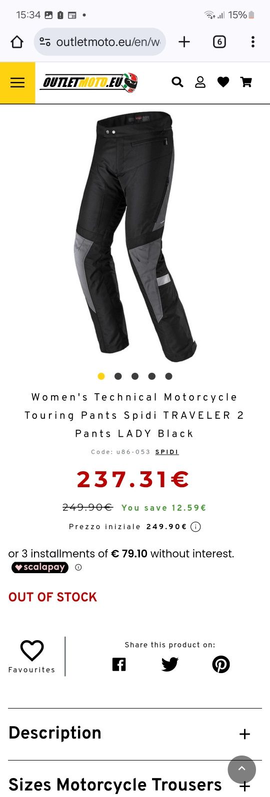 Calças Spidi Traveler 2 Lady - Novas