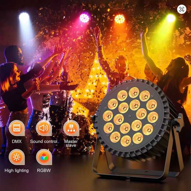 Światło sceniczne LED PAR DMX512 18x8W