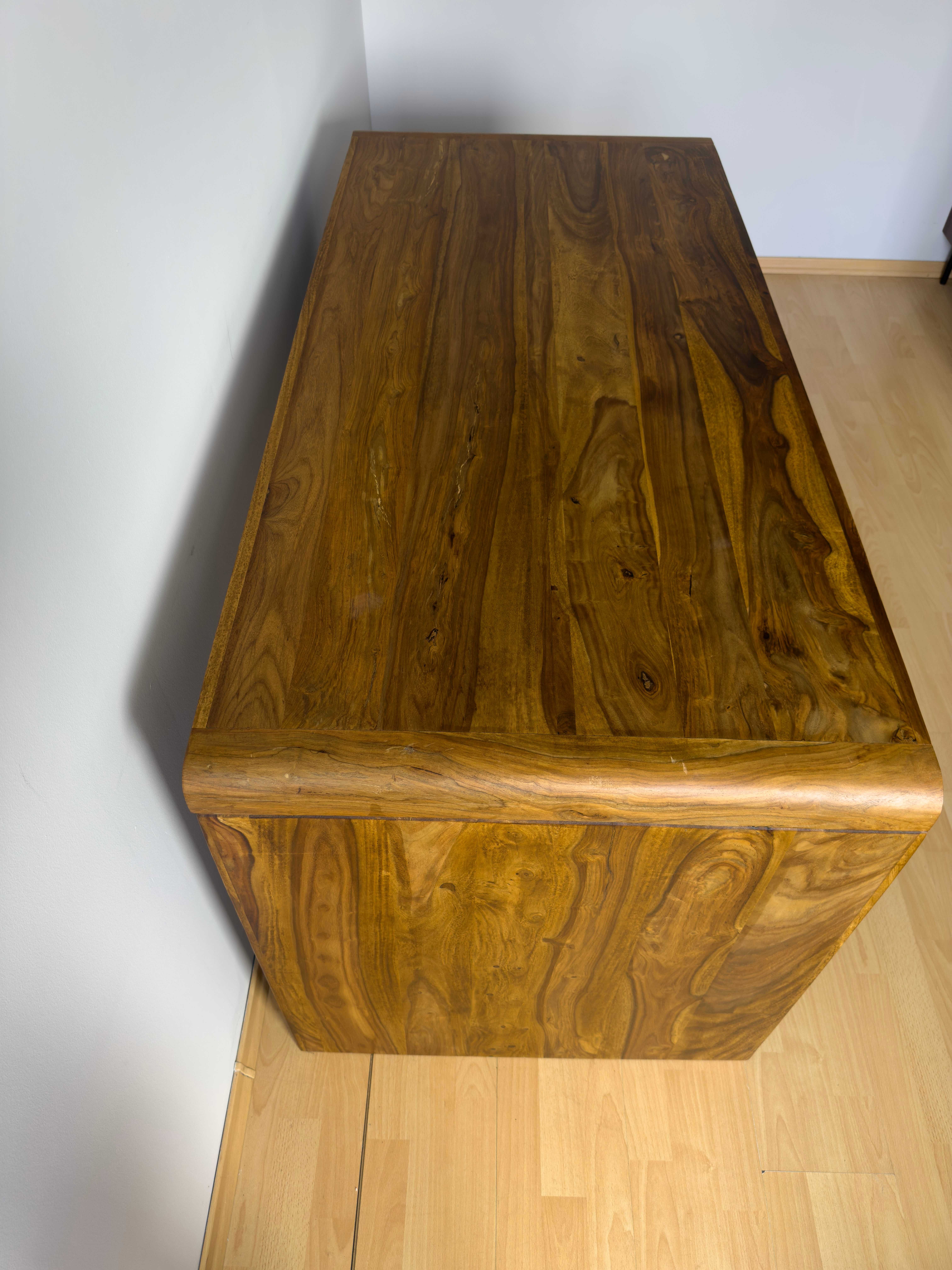 Biurko 150 cm oraz Kontener z Litego Drewna Cube Goa Sheesham