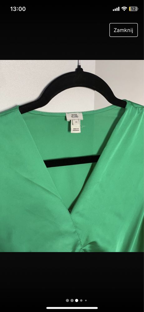 Elegancka bluzka satynowa zielona topshop