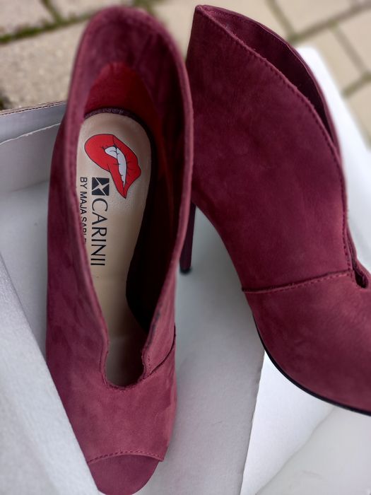 Botki Carinii, bordowe, 41, jak nowe