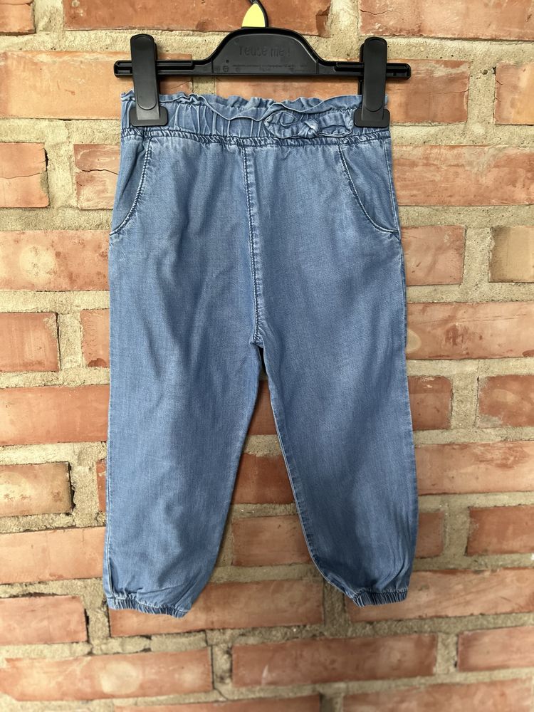 98 dunnes stores spodnie cienkie bawełna jeans papper bag kokarda