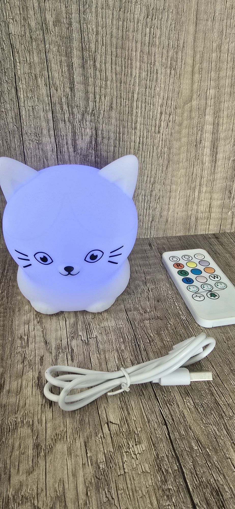 Lampka Nocna Kot Led Rgb Usb
