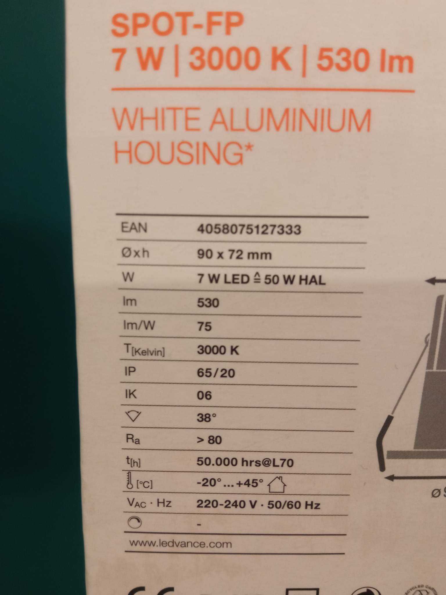 Źródło światła KOMPLET 2szt. SPOT FIREPROOF 7 W 3000 K IP65/IP20 WT