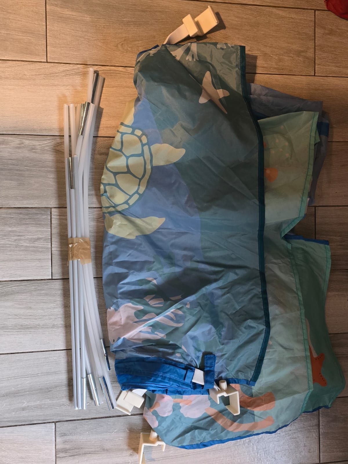 Łóżko Ikea kura plus Baldachim, wzór zwierzęta oceanu