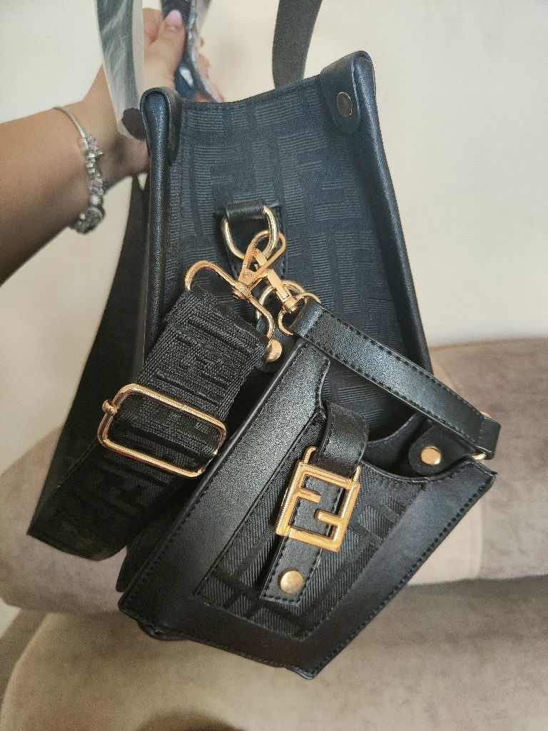 Nowa torebka FF logo czarna shopper