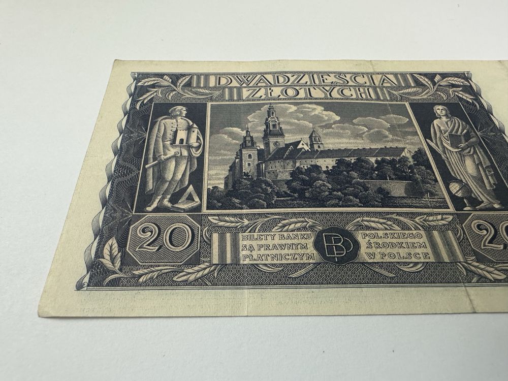 20 zł 1936 Ser. BZ błąd? odbarwienie farbą drukarską