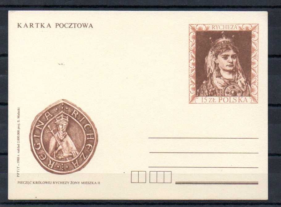 Znaczki Polska Poczet królów i książąt Rycheza karta pocztowa