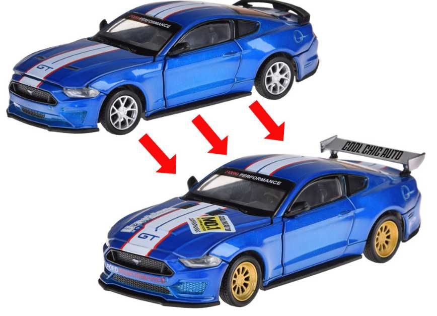 Zabawka dla pasjonatów tuningu mustang gt 2018 niebieski skala 1:42