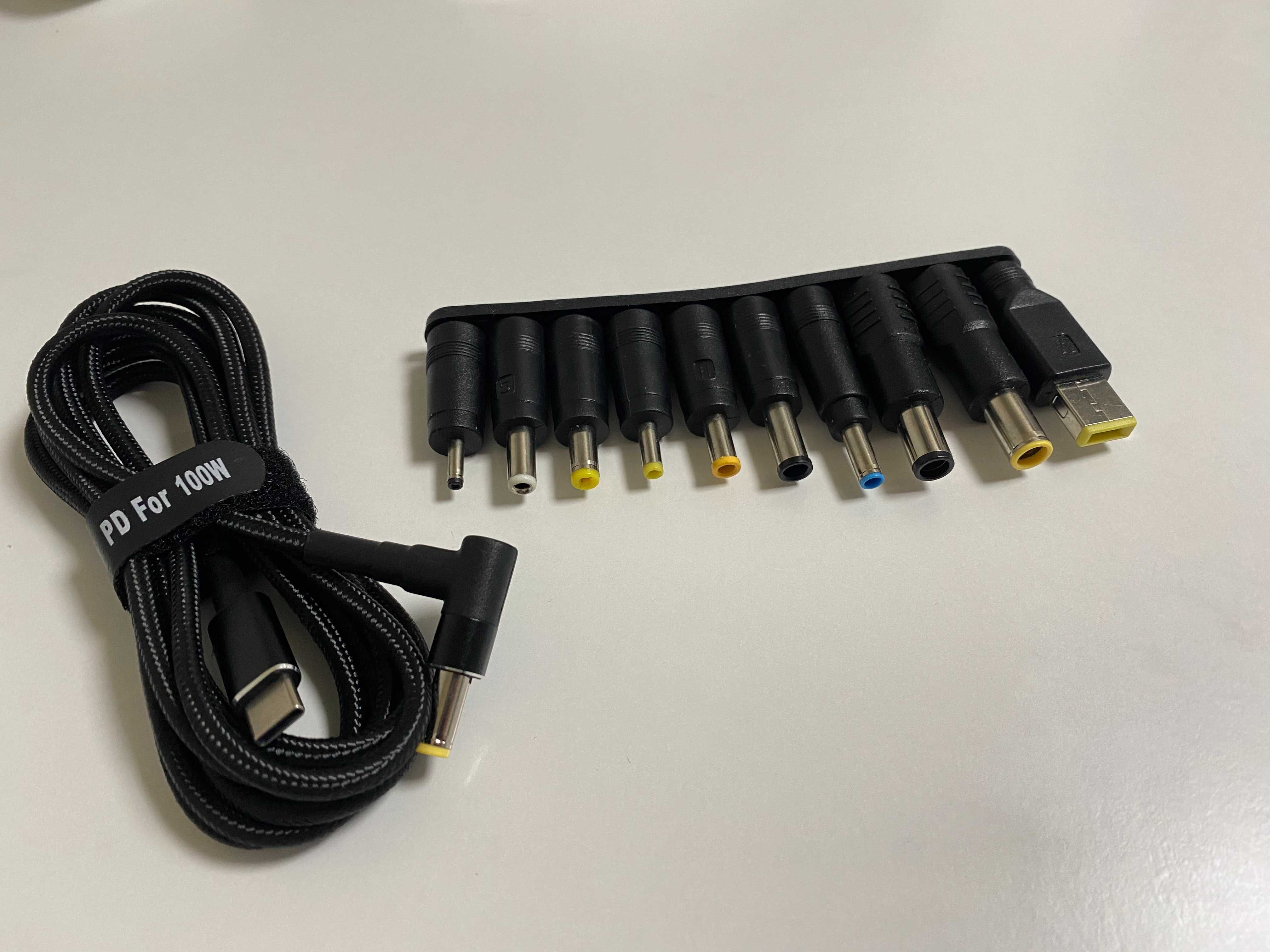 Кабель живлення для техніки 100W Type-C to DC 5.5х2.5 з перехідниками