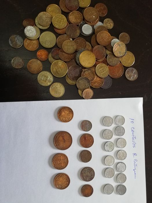 Moedas e notas de Portugal Suíça França etc