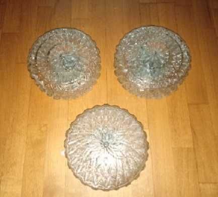 Klosze + plafony - POLAM - 3 szt / klosz/plafon/ szkło/ PRL