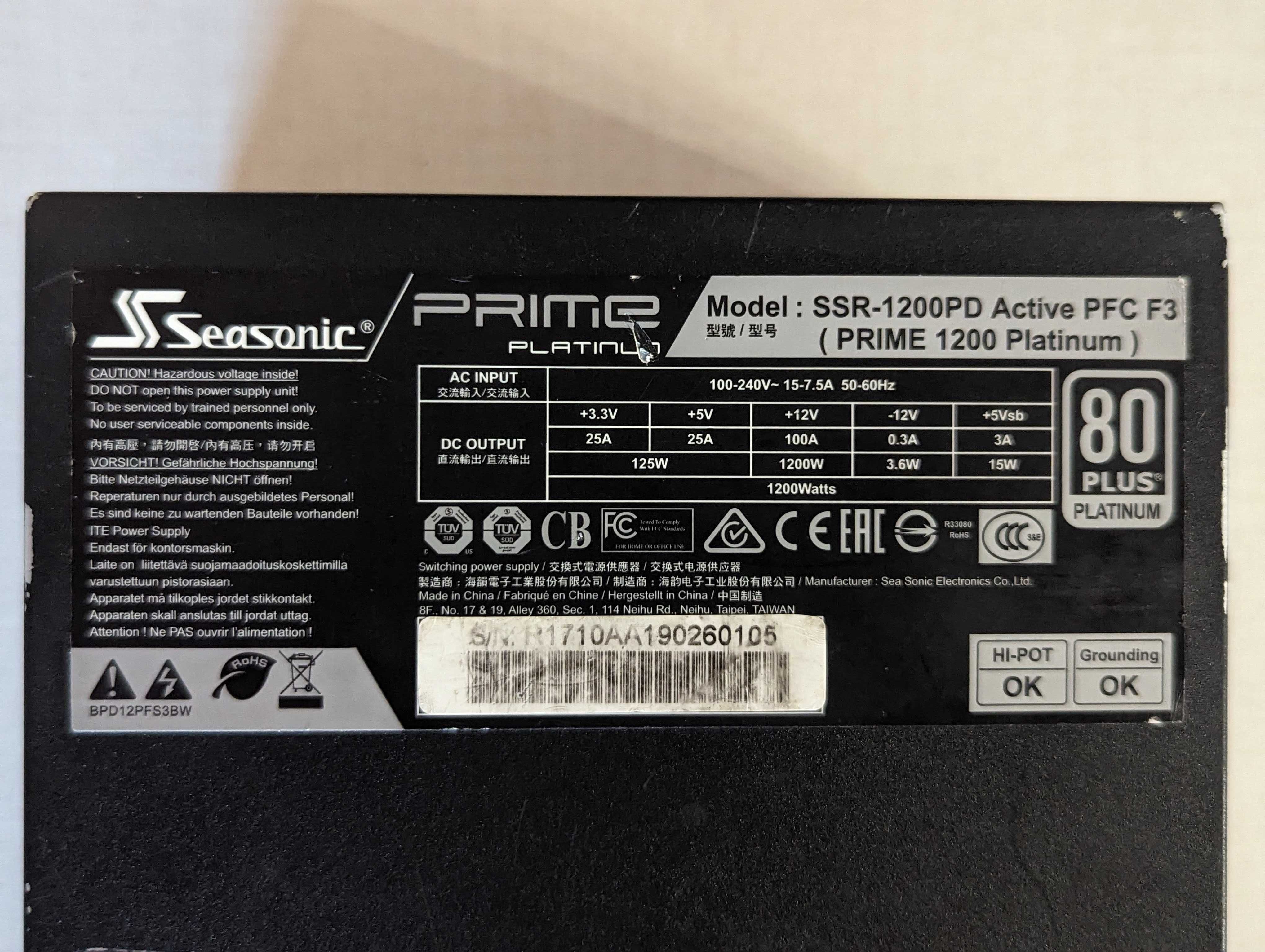 Блок живлення Seasonic Prime 1200W Platinum (SSR-1200PD)