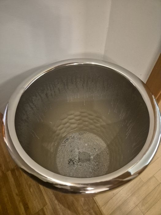 Donica Doniczka donica osłonka ceramiczna duża  nowa srebrna/  grafit