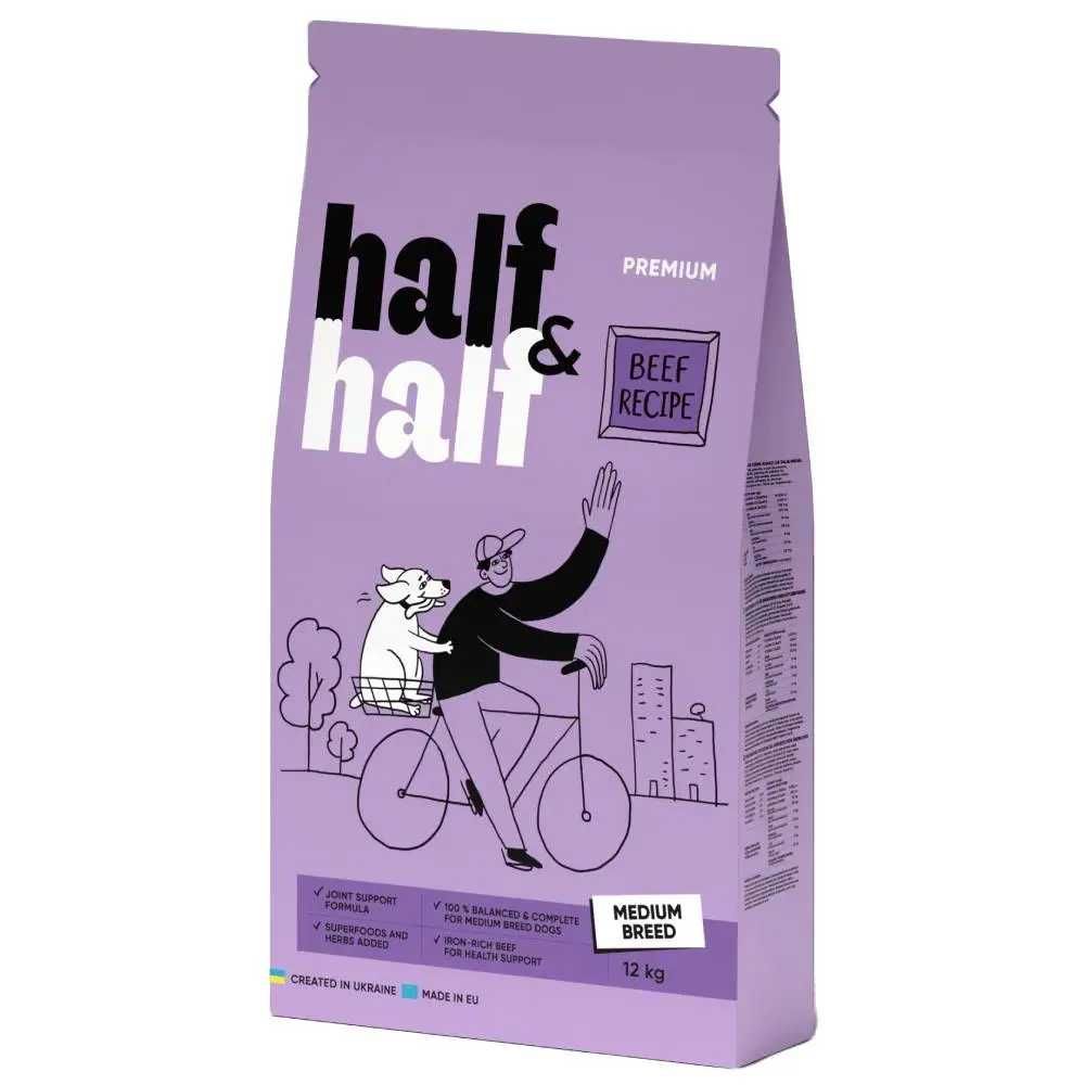 Сухий корм для собак Half&Half з яловичиною 12 кг