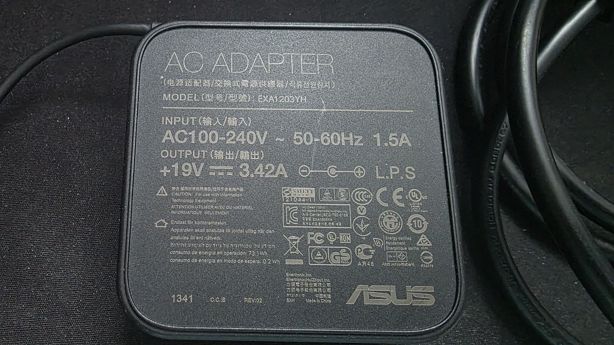 Zasilacz do monitora laptopa Asus EXA1203YH Output 19V 3.42A Input 1.5