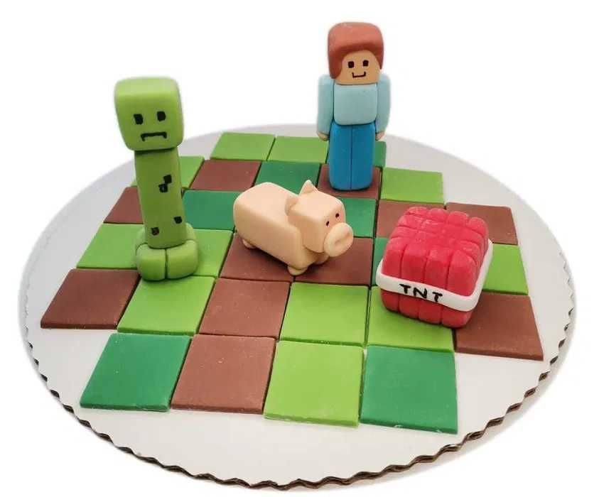 Zestaw ozdób w stylu Minecraft na tort