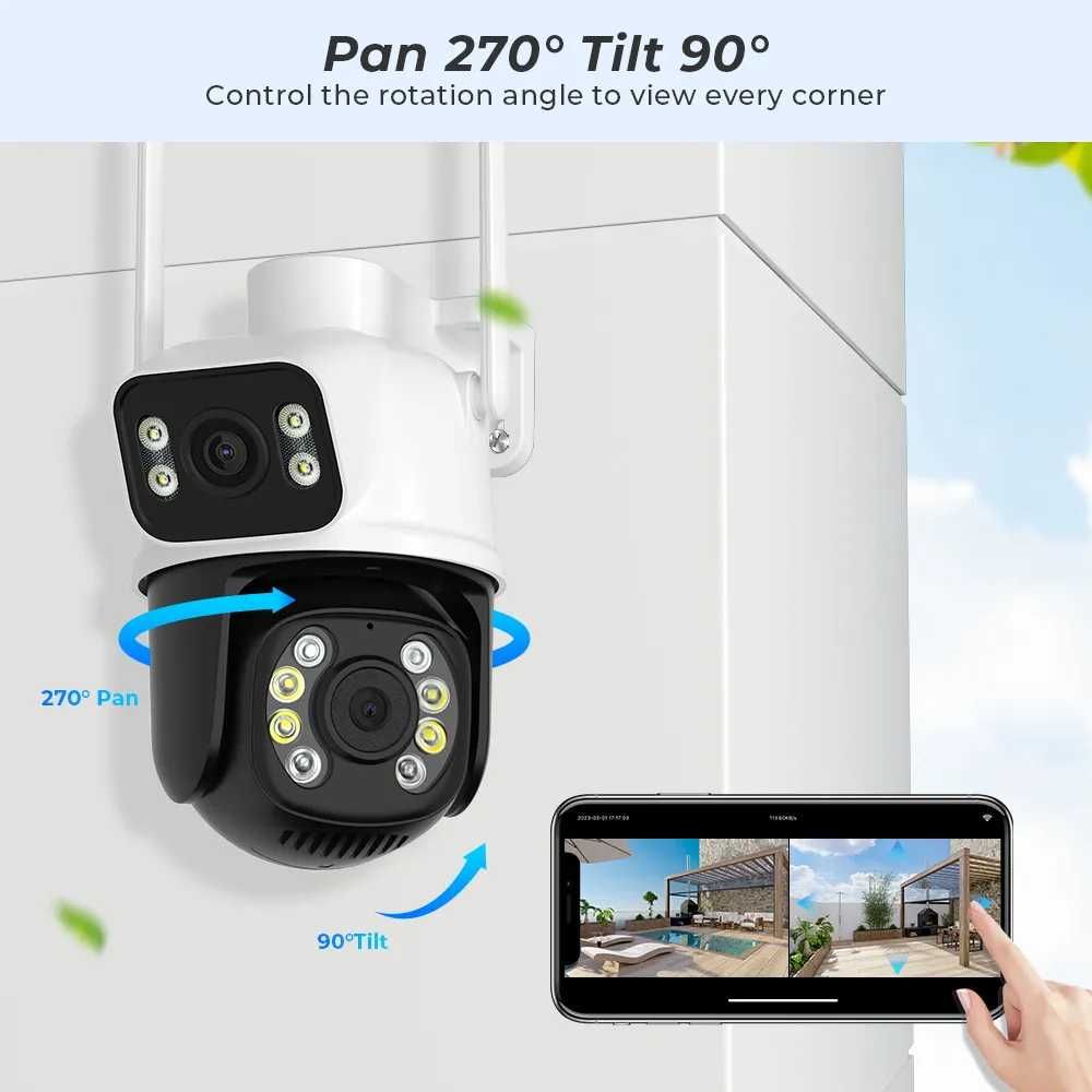 Поворотна камера Anbiux A8Q Wi-Fi 8МП 4K PTZ з двома об'єктивами