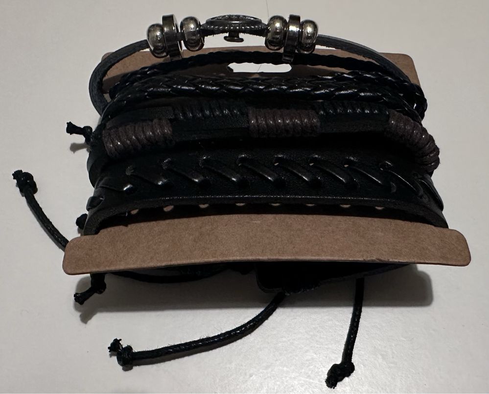 Conjunto 4 pulseiras de homem em pele