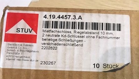 Замок сейфовий для депозитних ячейок STUV 4.19.4457 ключ 60мм