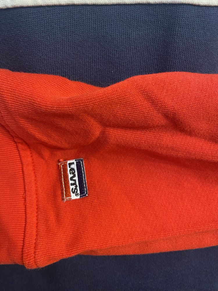 LEVIS bluza z kapturem kangurka bawełna czerwona granatowa biała XL