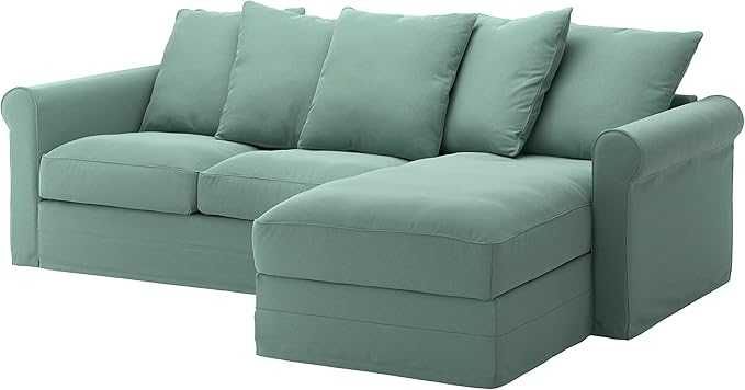 Sofá Ikea GRÖNLID de 3 lugares com chaise longue, Ljungen verde claro.