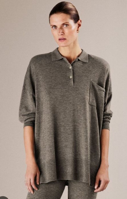 ZARA  тоненький свитер поло оверсайз шерсть л/м