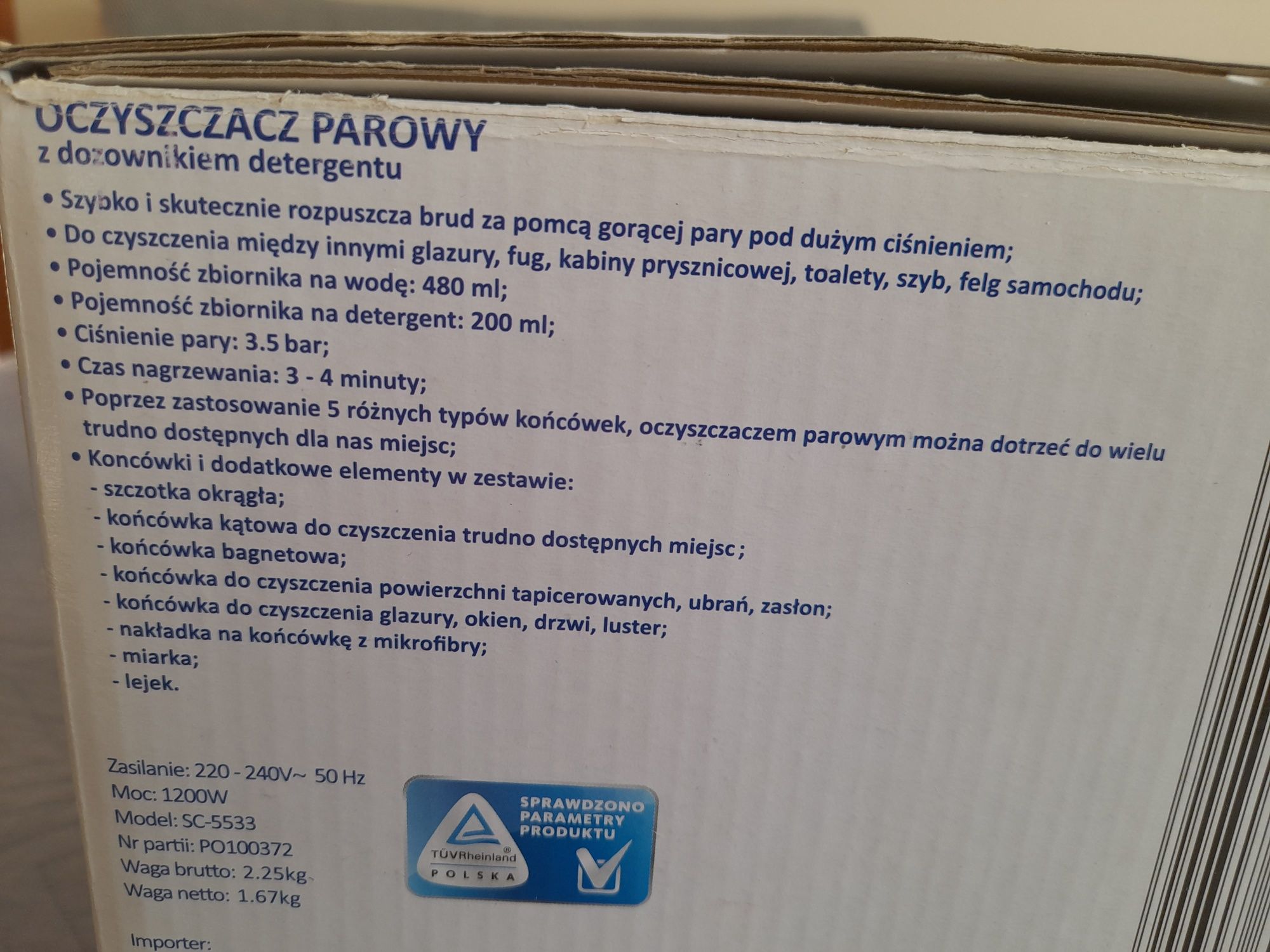 Oczyszczacz parowy Clarus z dozownikiem detergentu