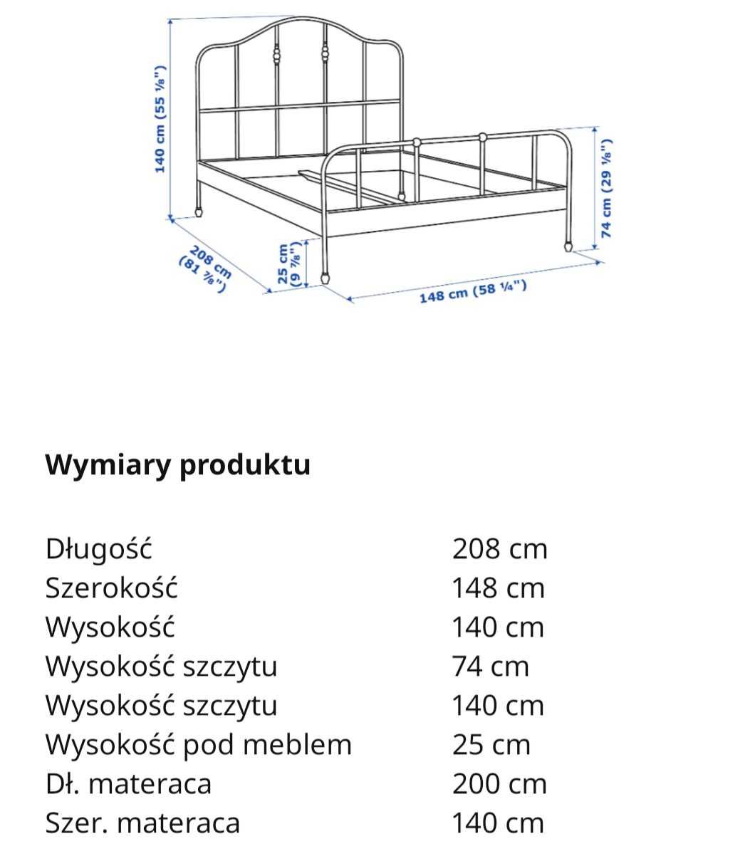 Łóżko Ikea Sagstua 140x200