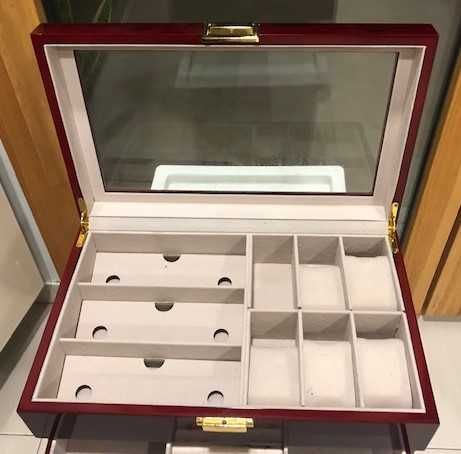 Organizador joias em madeira tipo pau ferro