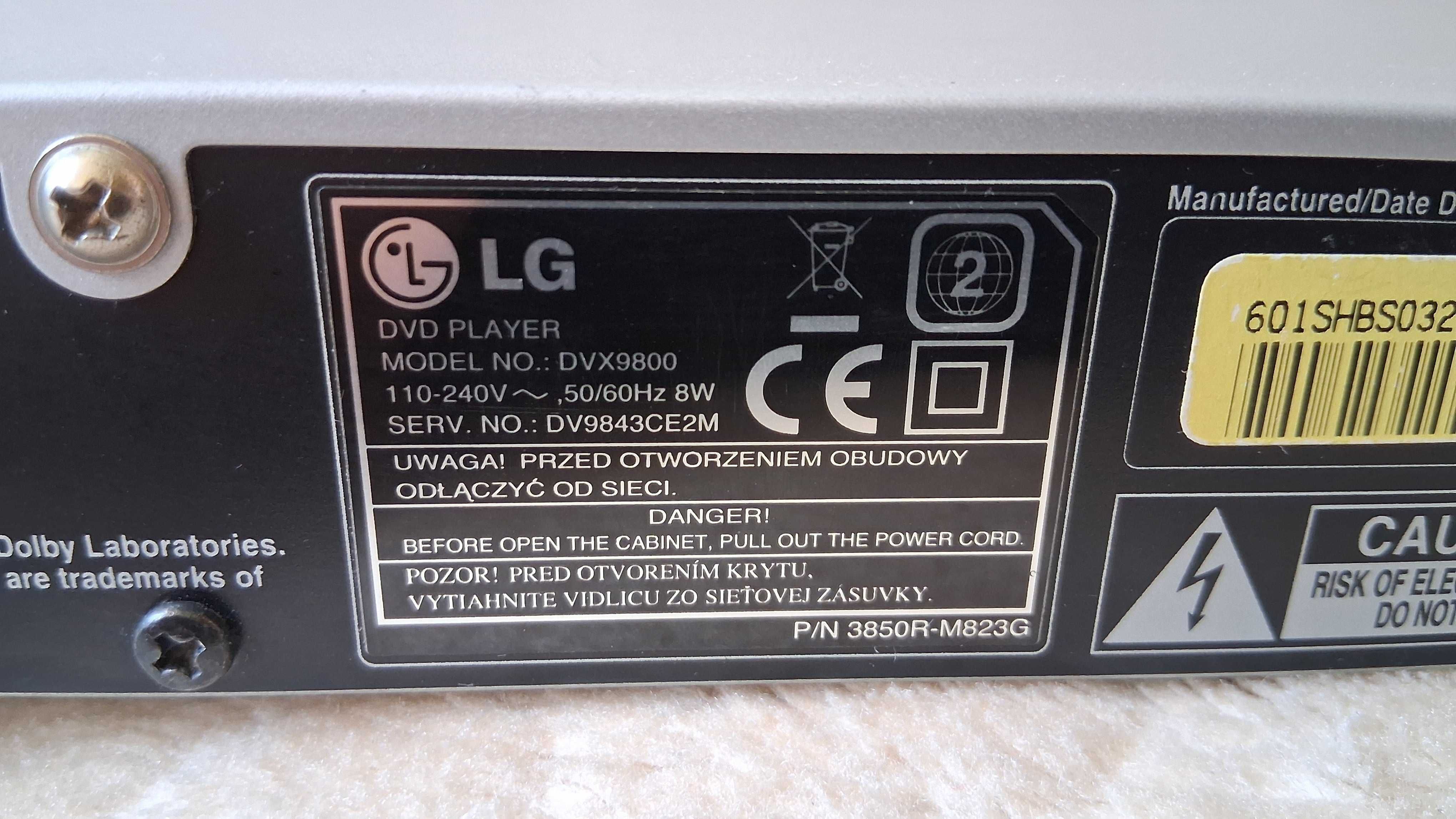Odtwarzacz DVD LG DVX 9800 + przewód