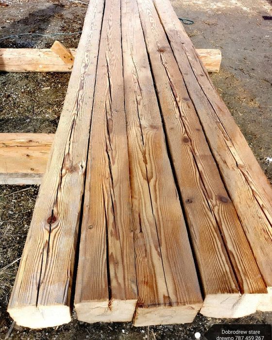 Deski belki dekoracyjne na ścianę meble stare drewno ręcznie ciosane