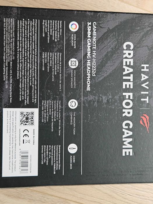 Słuchawki HAVIT H2232D Nauszne NOWE dla graczy gamingowe mikrofon LED