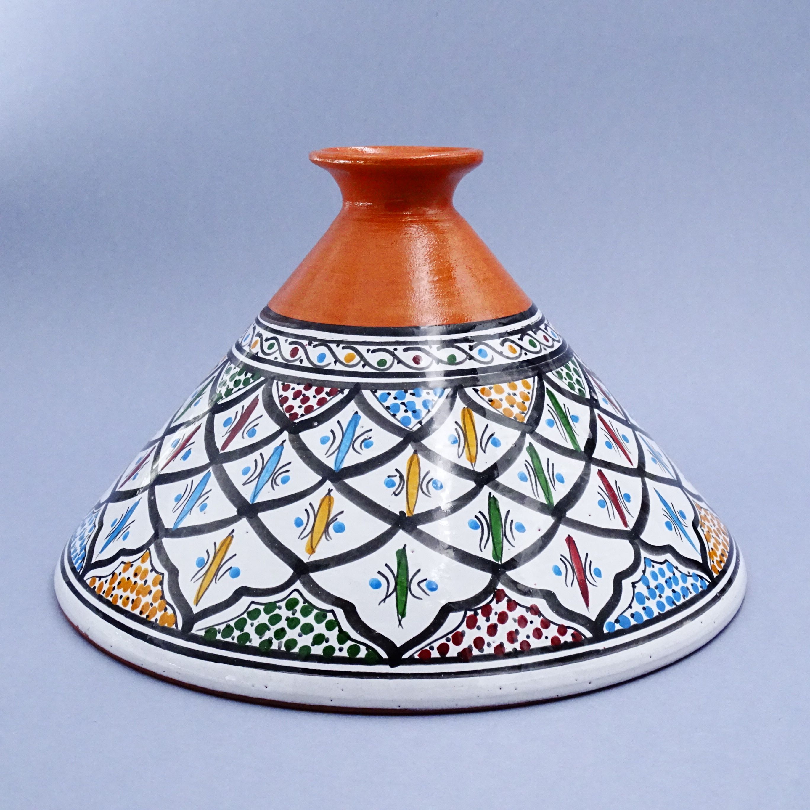 ceramika marokańska ręcznie malowana gliniana przykrywka 28.5 cm