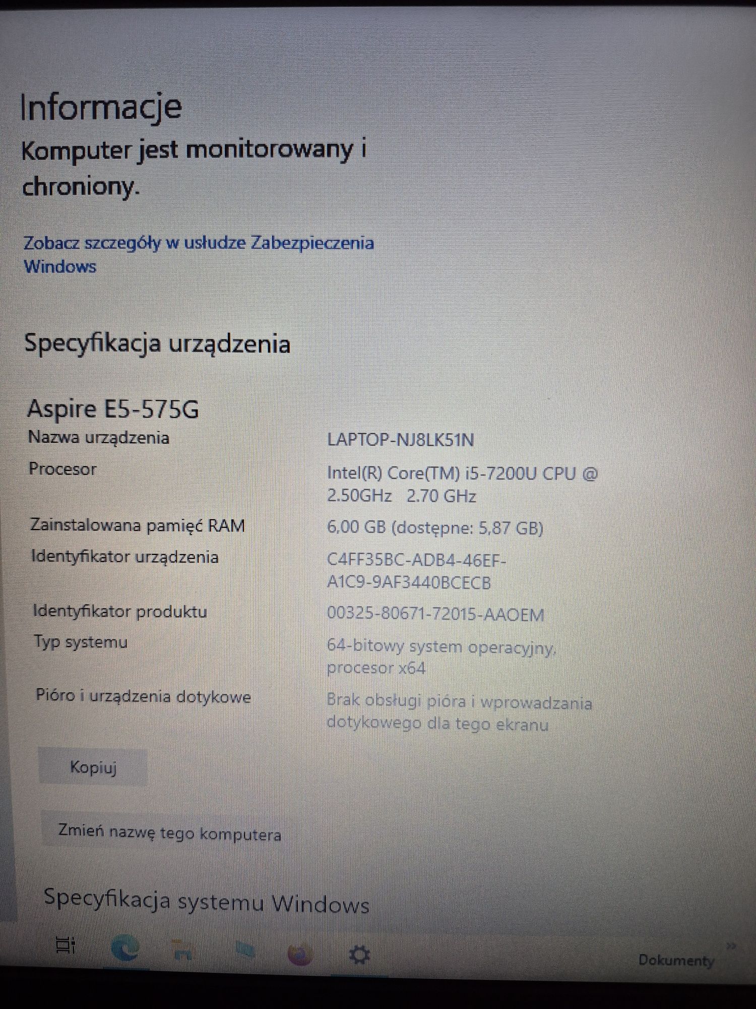 Laptop Acer Aspire e5-575G