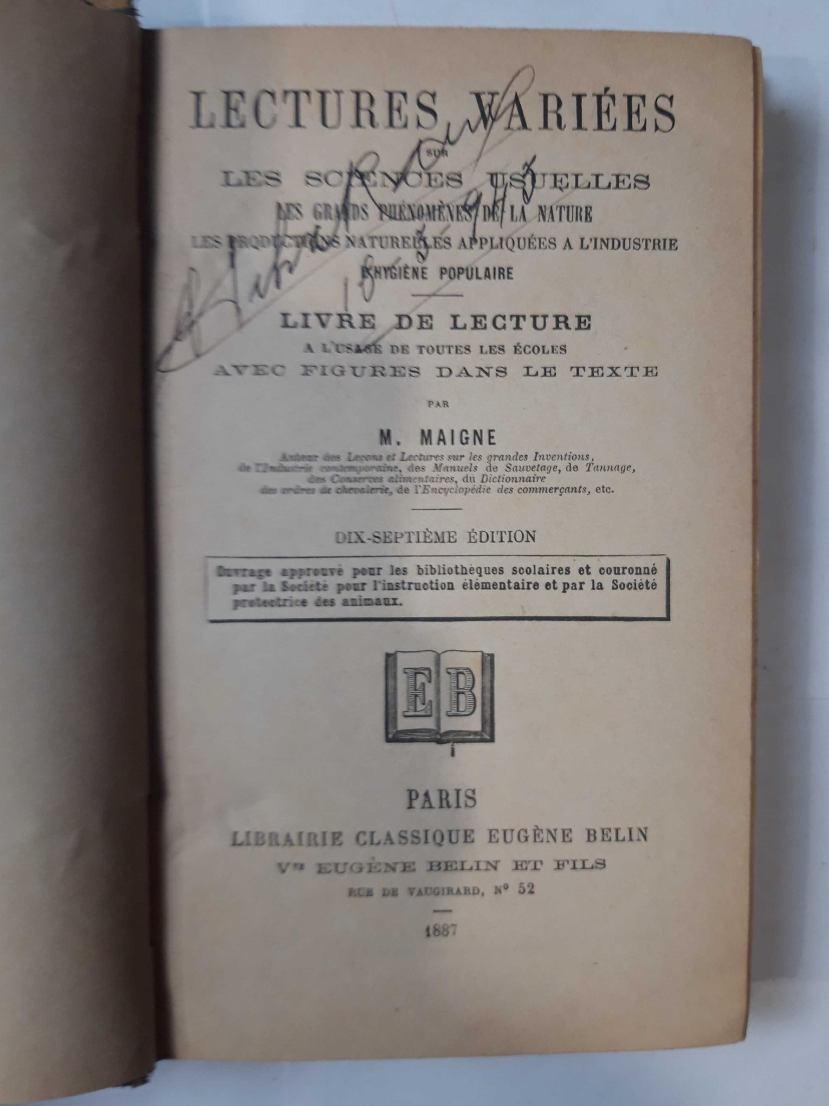 Livro - M. P. Maigne - Lectures Variées sur Les Sciences Usuelles