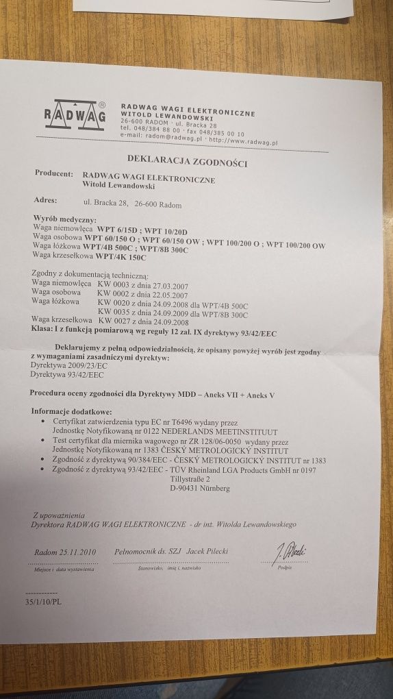 Wagi niemowlęca i osobowa