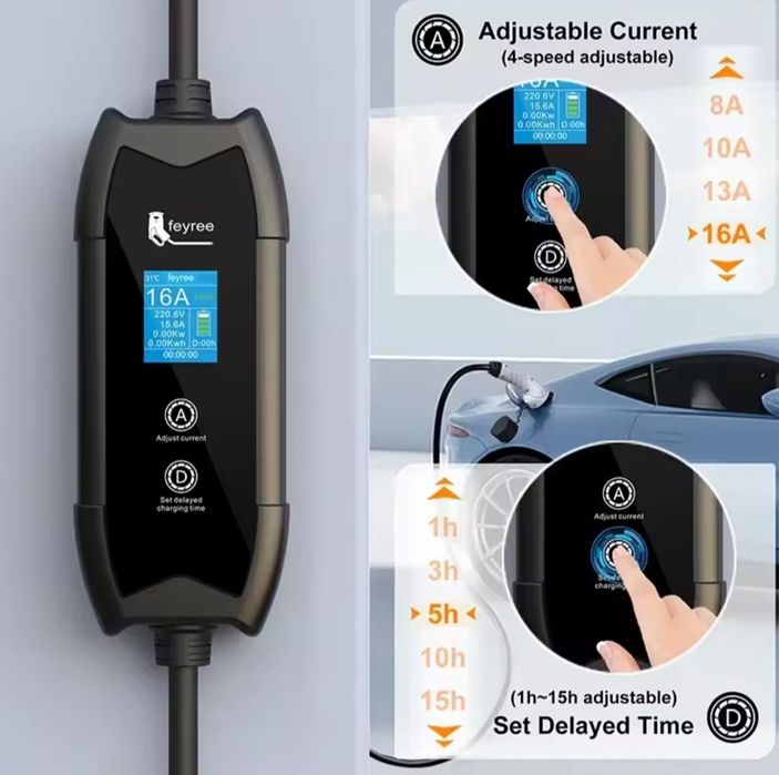 Зарядний пристрій для електромобілів Feyree 16/32 A 3,5-7 kw TYPE 1,2