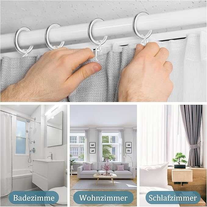 Zestaw 30 metalowych kółek z haczykami do zasłon 30 mm
