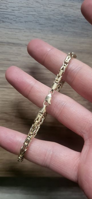 Złota bransoletka splot królewski